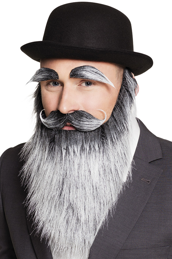 Beard with Moustache and eyebrows grey