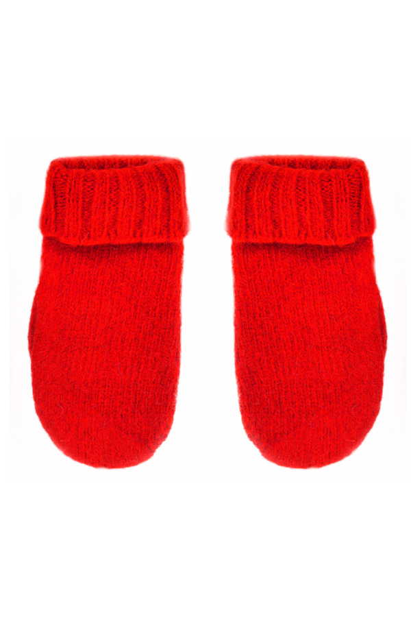 Knitted mittens kids red
