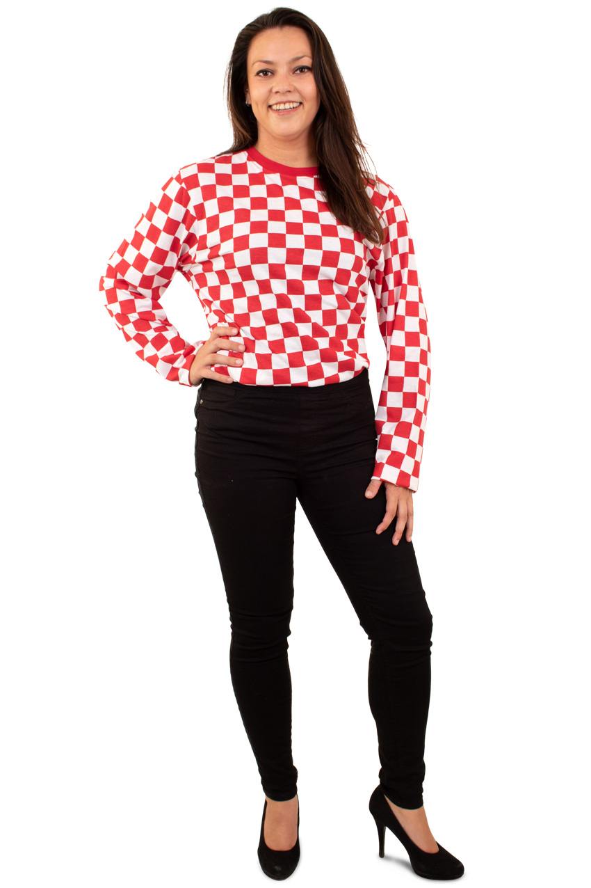 Sailor shirt red / white checkered long sleeve 