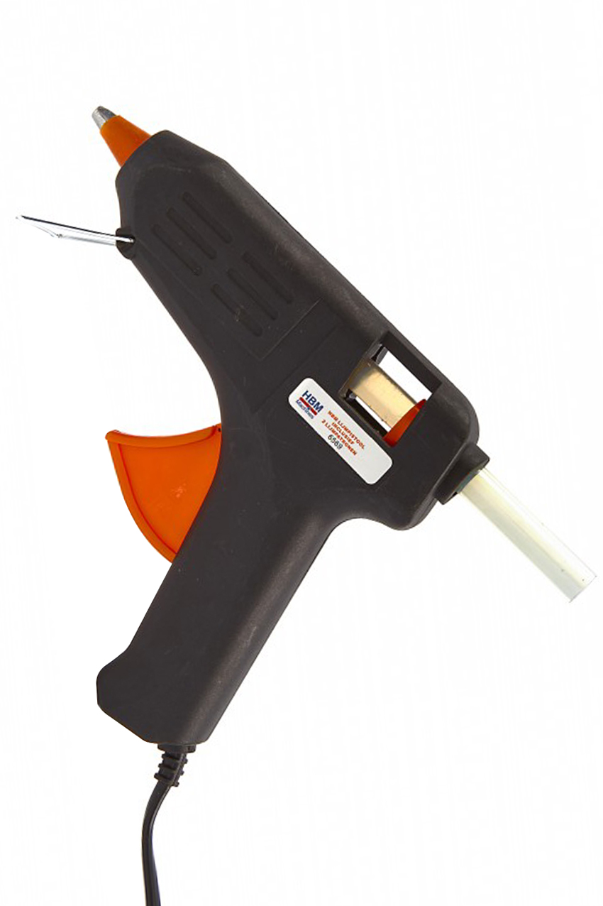 Glue gun on blistercard