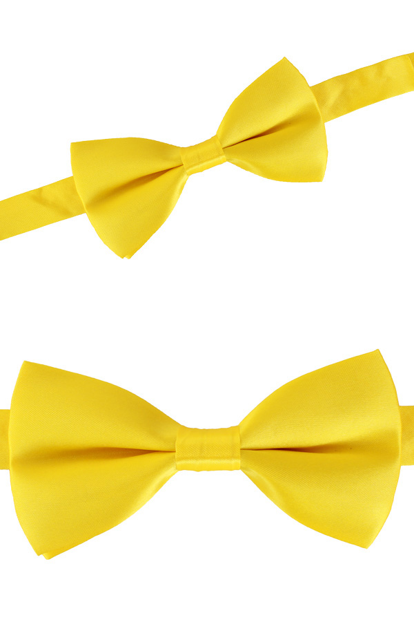 Satin bowtie deluxe yellow size 12 x 6.5 cm