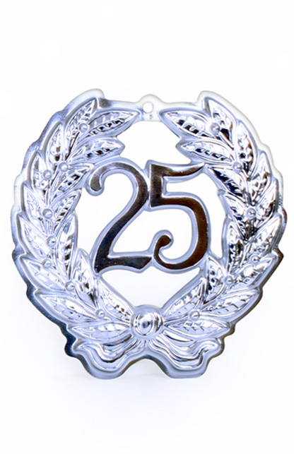 Plastic jubilee wreath 25 year ø 24 cm