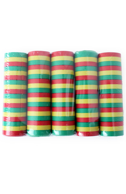 Hand throw streamers red/yellow/green fireproof, per 100 rolls (20 shrink)