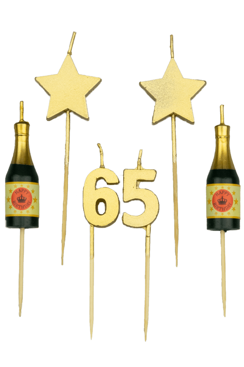 Party cake candles 65 years