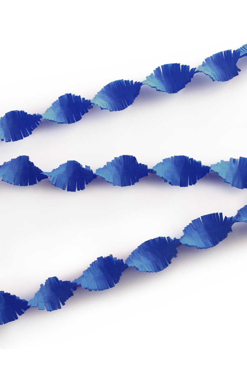 Blue crepe paper fringe garland 5 meter fire proof
