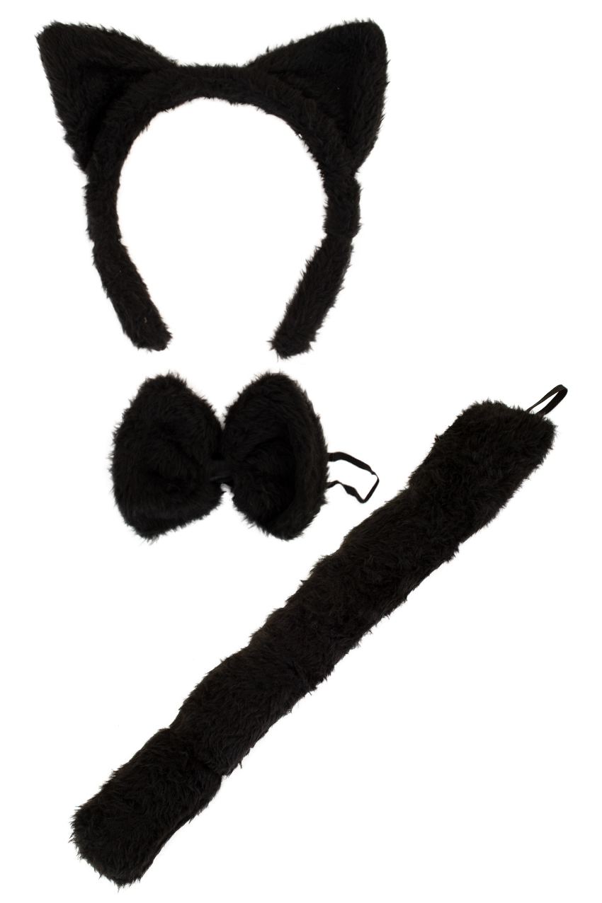 Cat tail, ears and tie