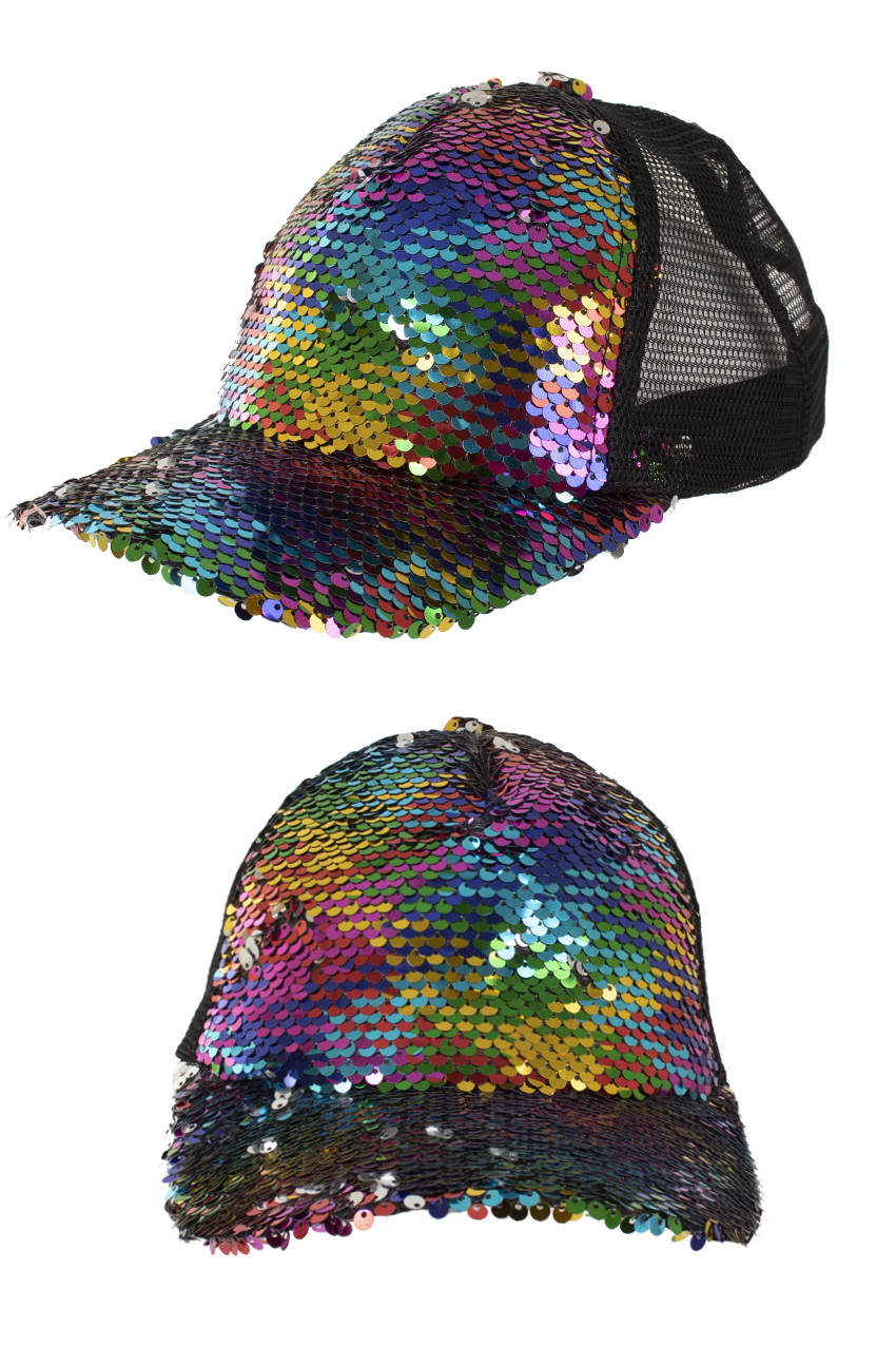 Baseball cap sequins multicolour 3 assorted