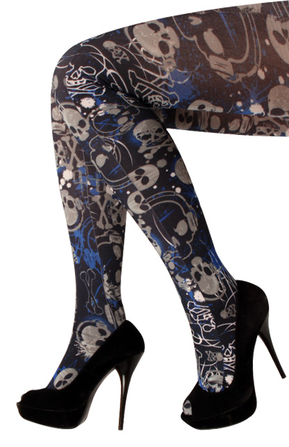 Panty pirate skull and bones black, white and blue one size