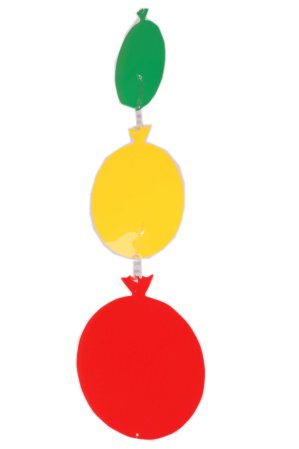 Red, yellow and green balloons mobile
