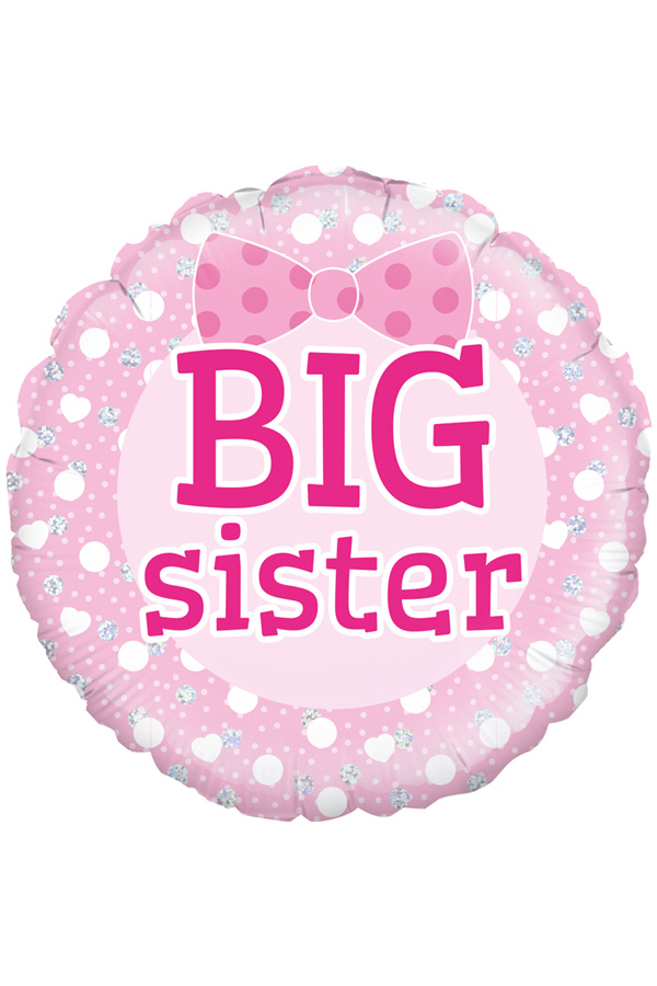 Foil balloon Big Sister light pink holographic 18 inch per 1