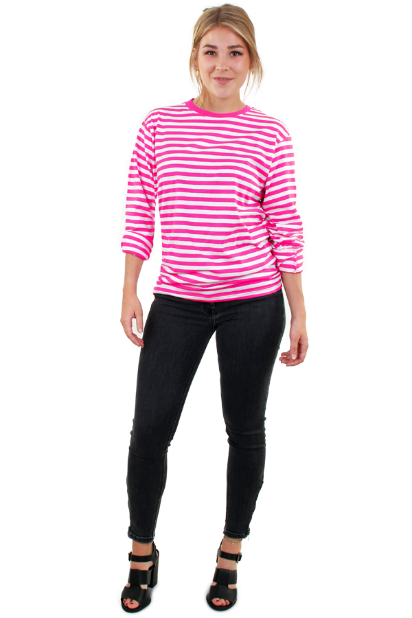 Dorus sweater pink/white long sleeves