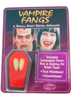 2 Vampire teeth in coffin
