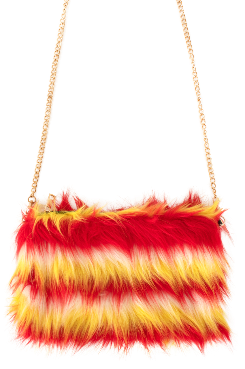 Bag red white yellow long plush