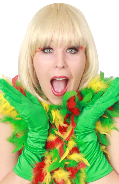 Feather boa red/yellow/green 180 cm. 75 gr.