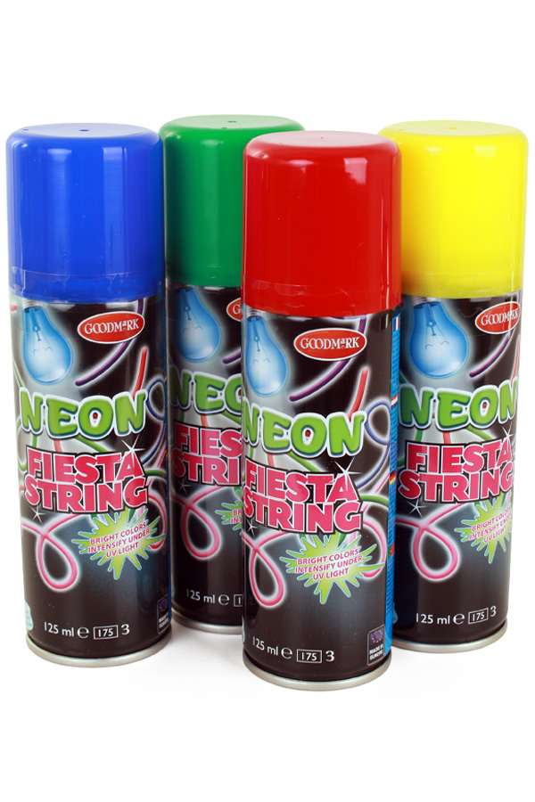 Stringspray NEON 70 ml display 4 assorted colours