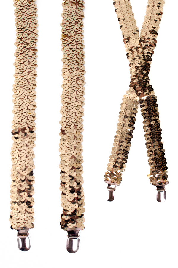 Sequin suspenders gold