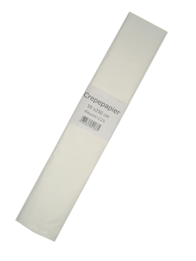 White crepe paper 250 x 50 cm packaged individually in plastic