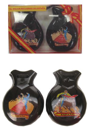Black castanets with spanish print in a box