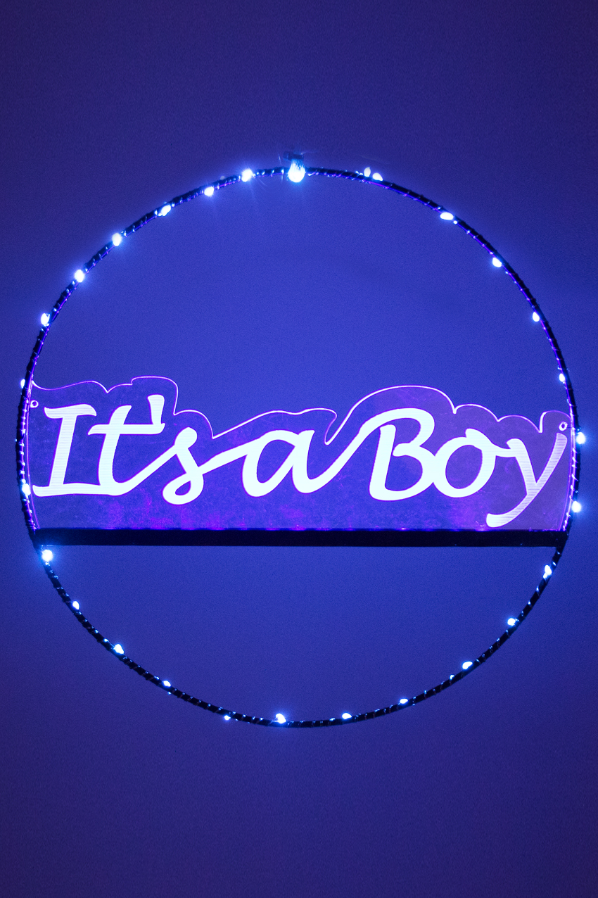 Window-door circle it's a boy illuminated