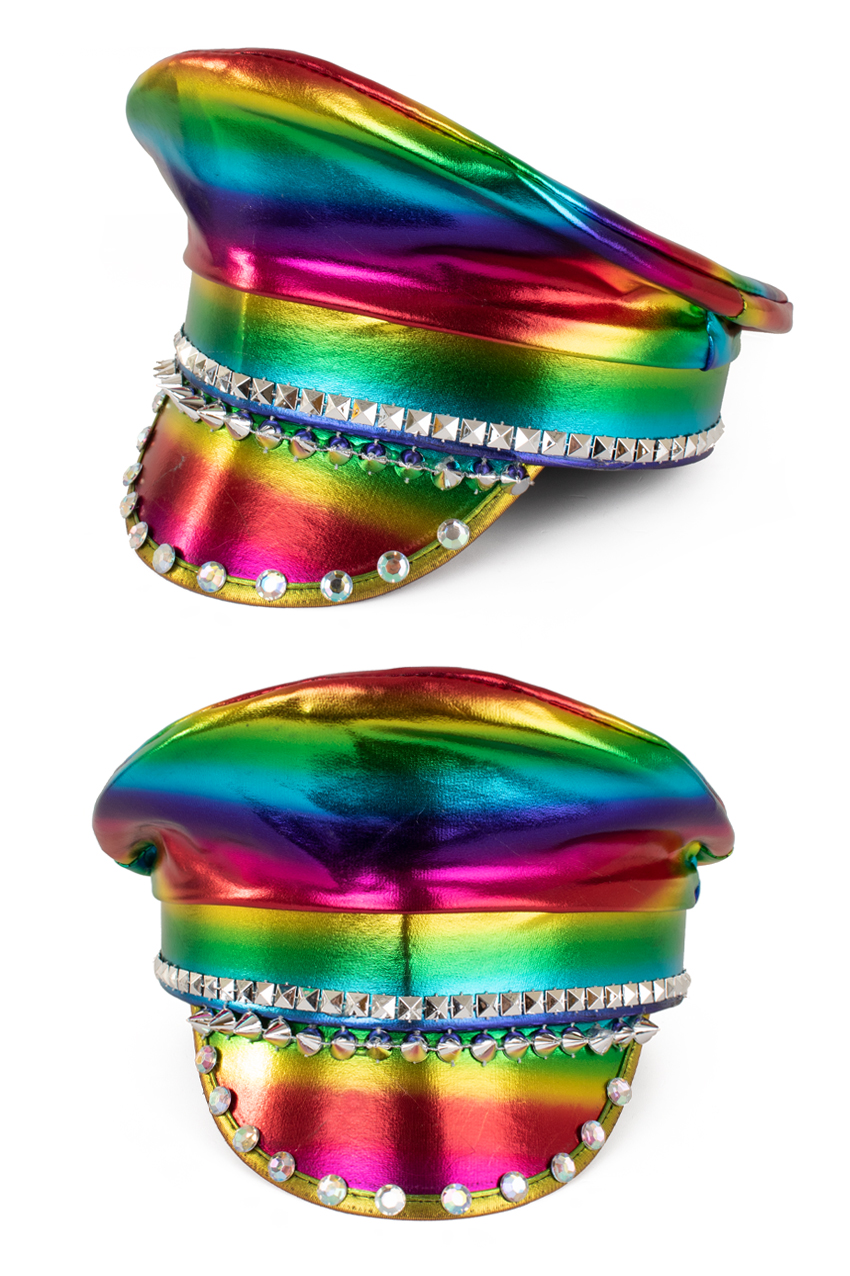 Cap rainbow colors metallic with stones