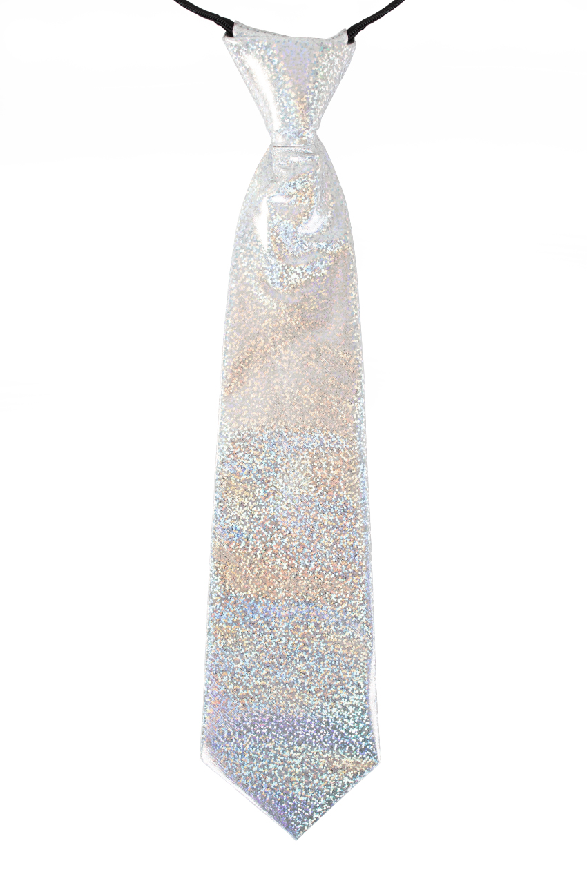 Necktie hologram sparkling silver