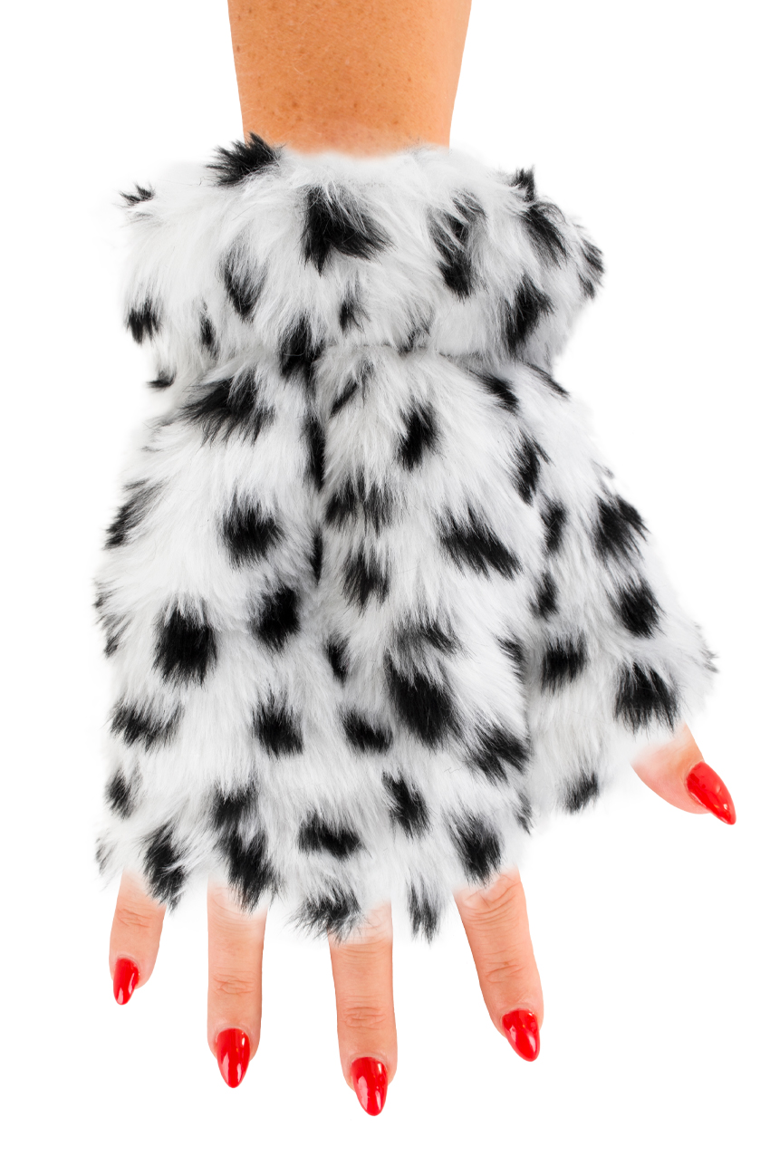 Fingerless gloves plush dalmatian