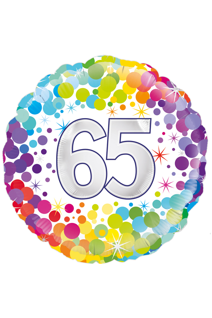Foil balloon 65 years Confetti 18 inch per 1
