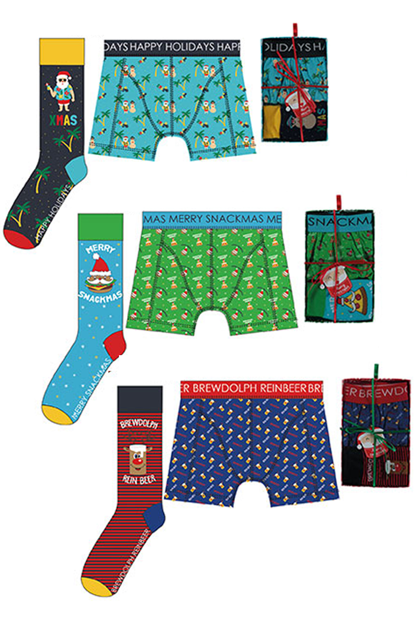 Giftbox boxershort & socks X-mas size L assortment of 3 