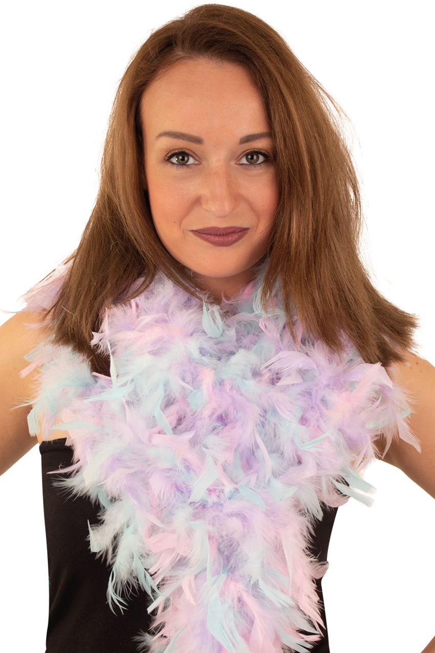 Feather boa pastel purple/pink/blue 180 cm. 50 gr.