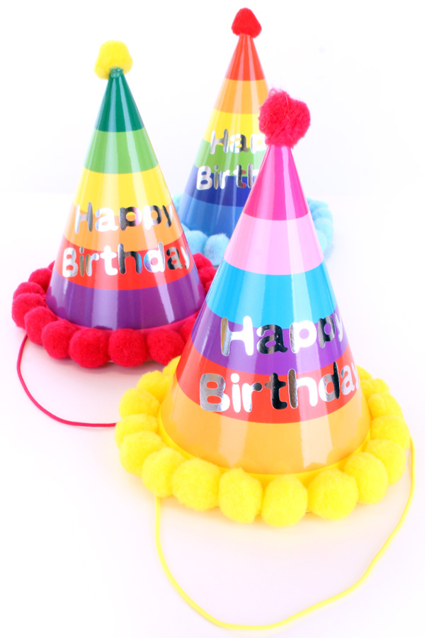 Party Hat multicolour Happy Birthday 3 assrti