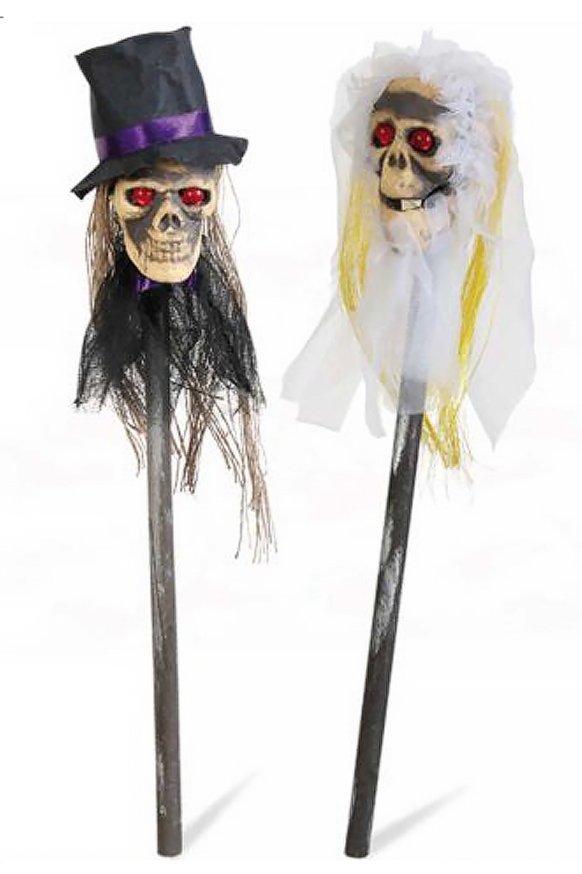 Skull on stick 45-50 cm assorted