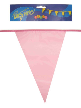 Line of triangular flags pink 10 meter