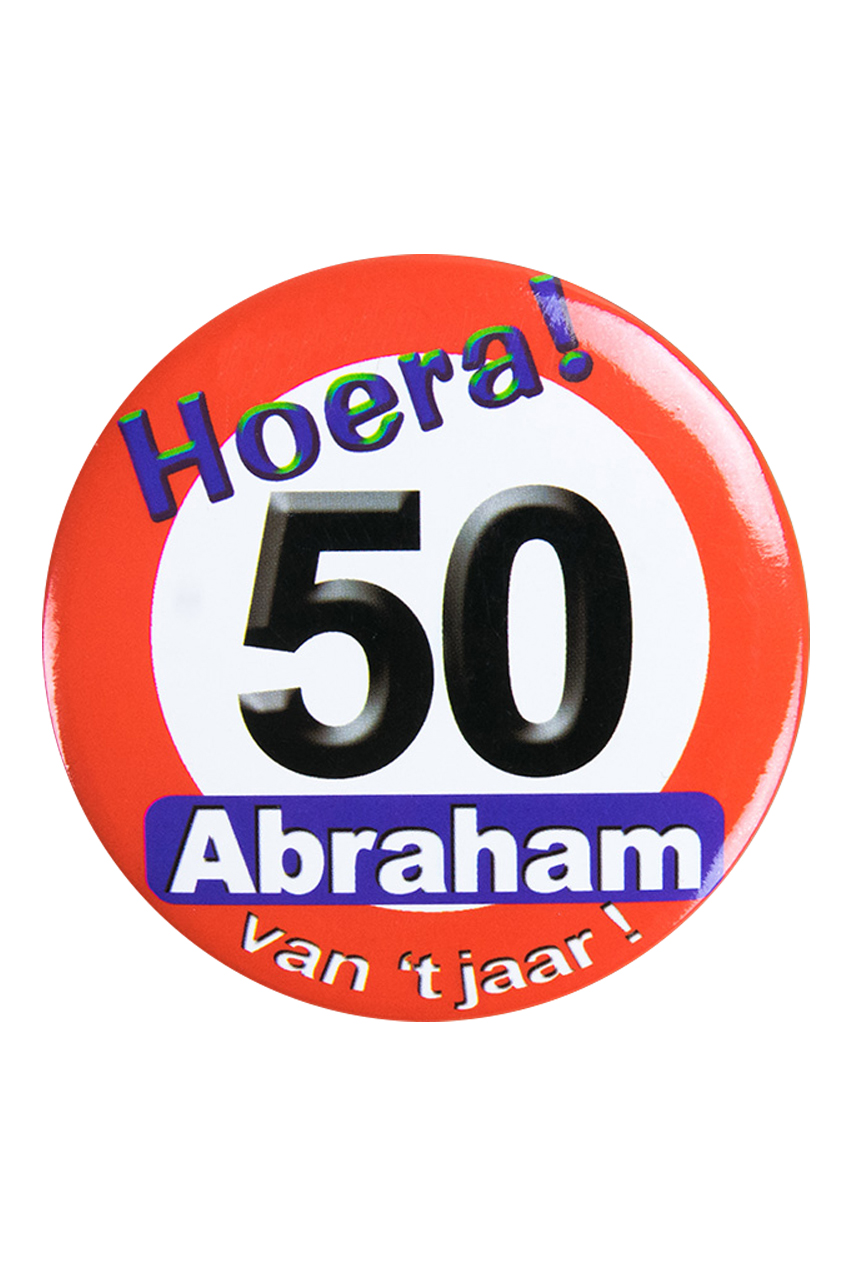 Button hoera 50 Abraham verkeersbord