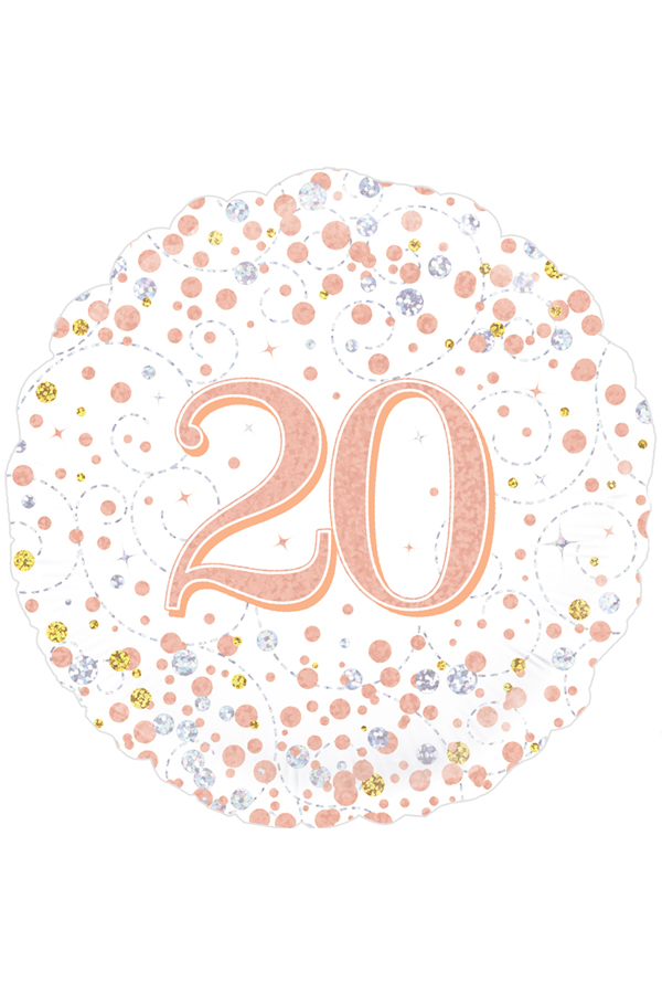 Foil balloon 20 years white rose gold holographic 18 inch per 1
