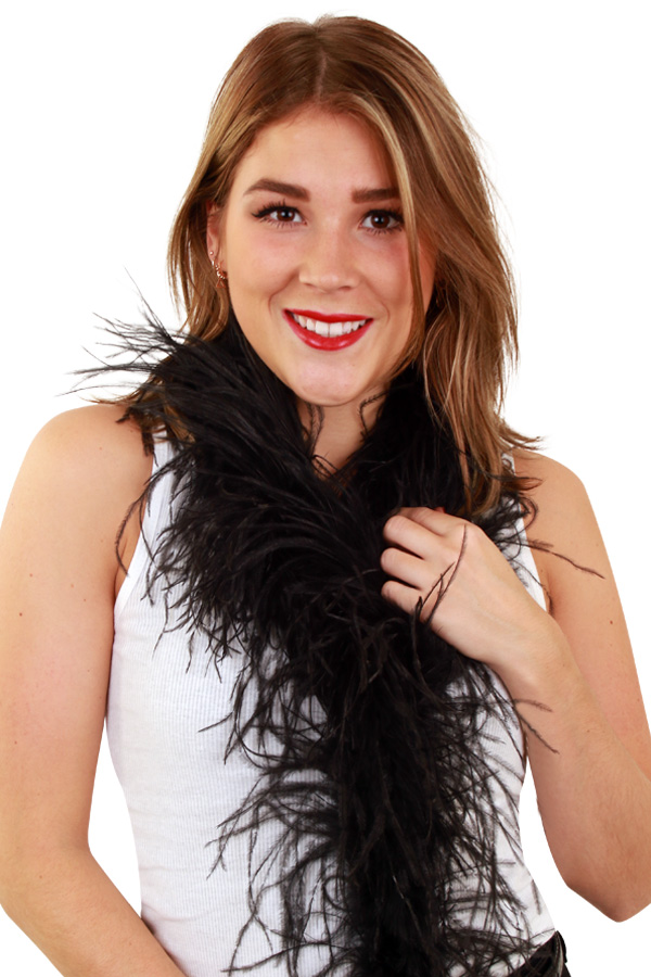 Feather boa black with ostrich feathers 200 cm. 25 gr. 