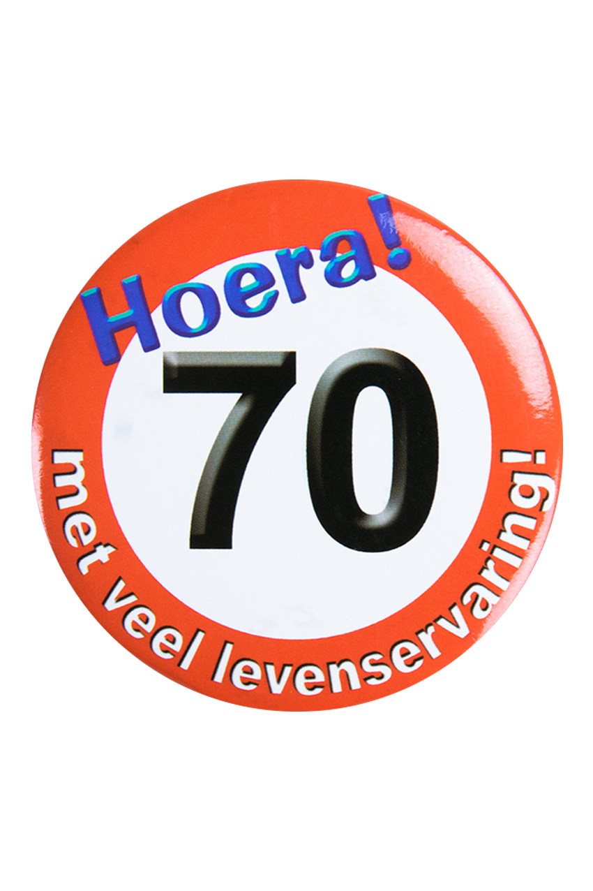 Button hoera 70 verkeersbord