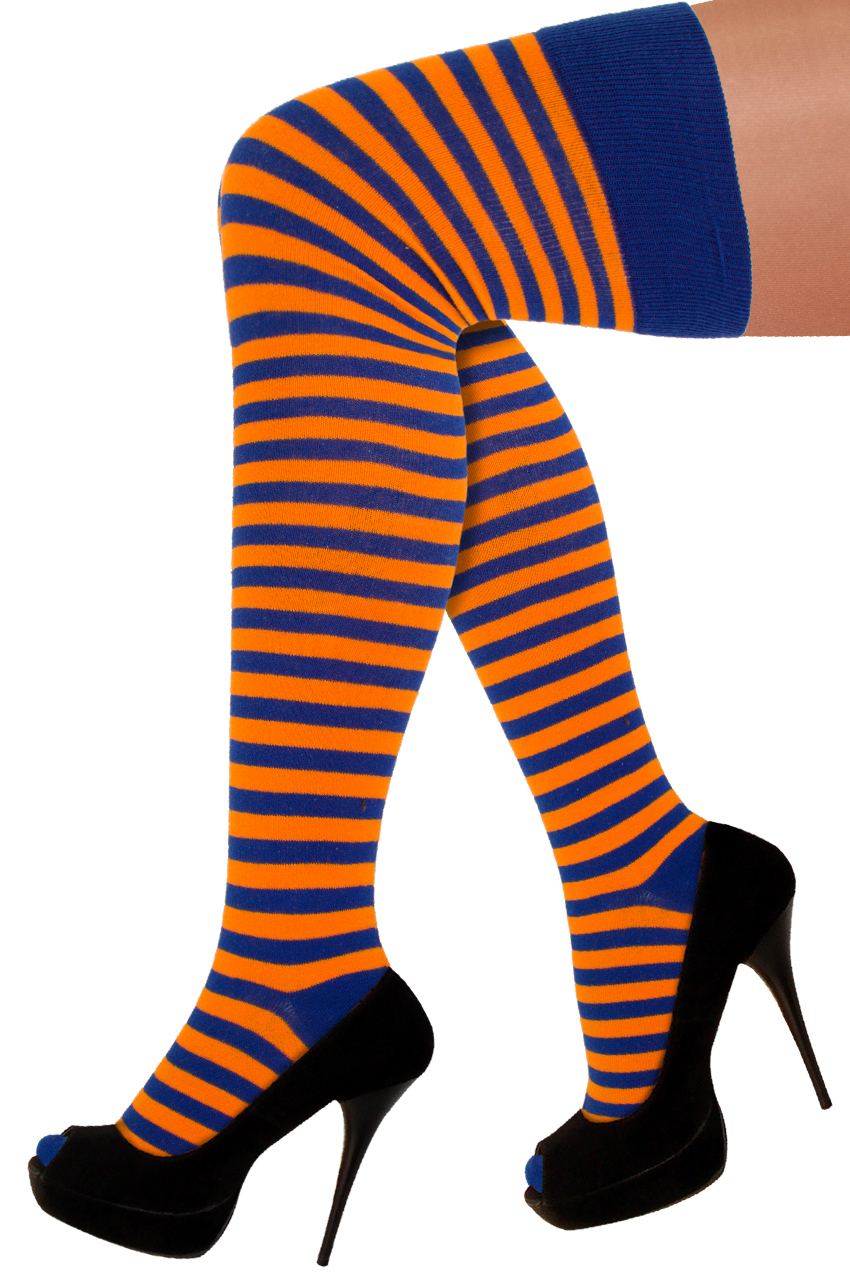 Long socks orange/blue striped size 36-42