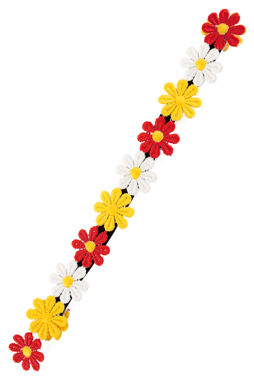 Flowers headband red white yellow