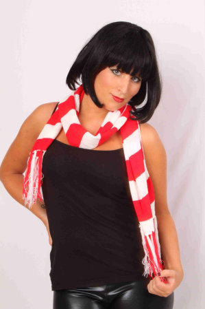 Scarf knitted red/white 