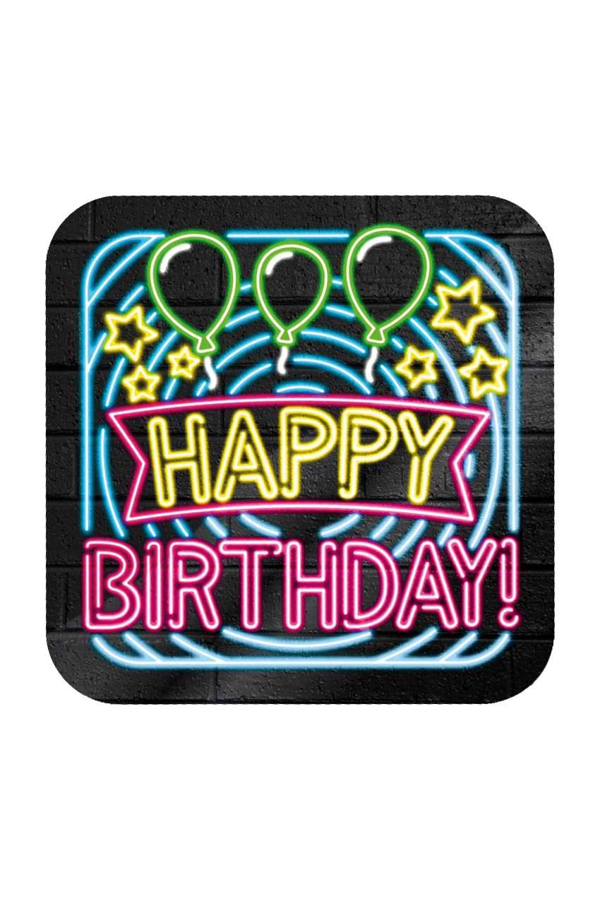 Tribute shield neon happy birthday