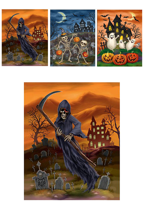 Halloween 3 D window stickers 25 x 31 cm 3 ass.