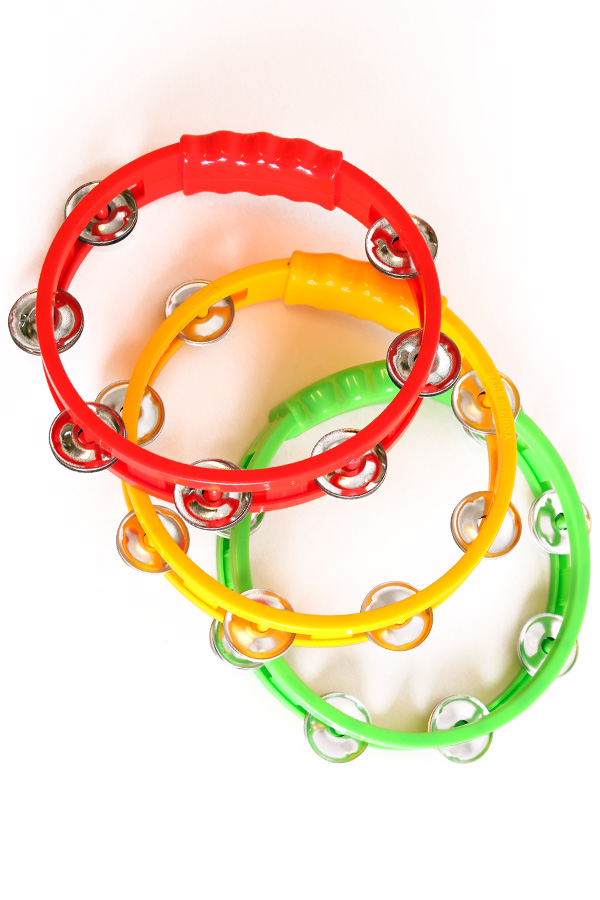 Tambourine plastic assortment red, yellow, green