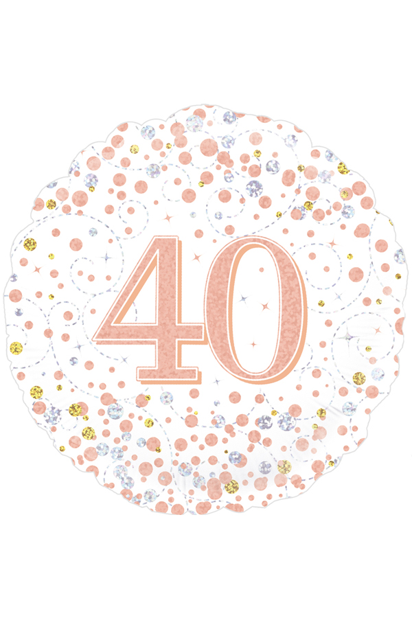 Foil balloon 40 years white rose gold holographic 18 inch per 1
