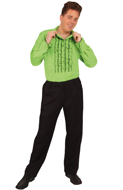 Shirt with jabot cotton lime green