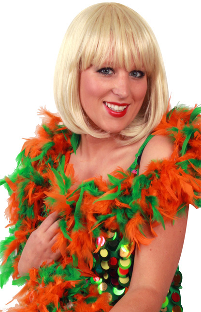Feather boa orange/green 180 cm. 75 gr.